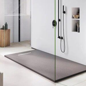 Solidsoft Anthracite Slate Effect Shower Tray Linear Drain Live Example 01