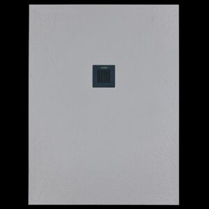 Solidsoft Grey Slate Effect Shower Tray Copper Square Drain
