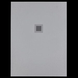 Solidsoft Grey Slate Effect Shower Tray Grey Square Drain