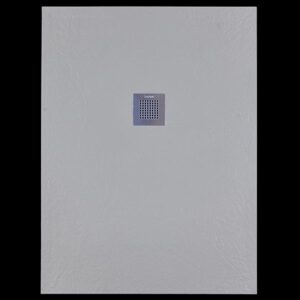 Solidsoft Grey Slate Effect Shower Tray Silver Square Drain