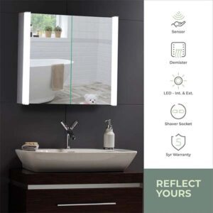 QUASAR CABM12 LED Illuminated Bathroom MIrror Cabinet Img03